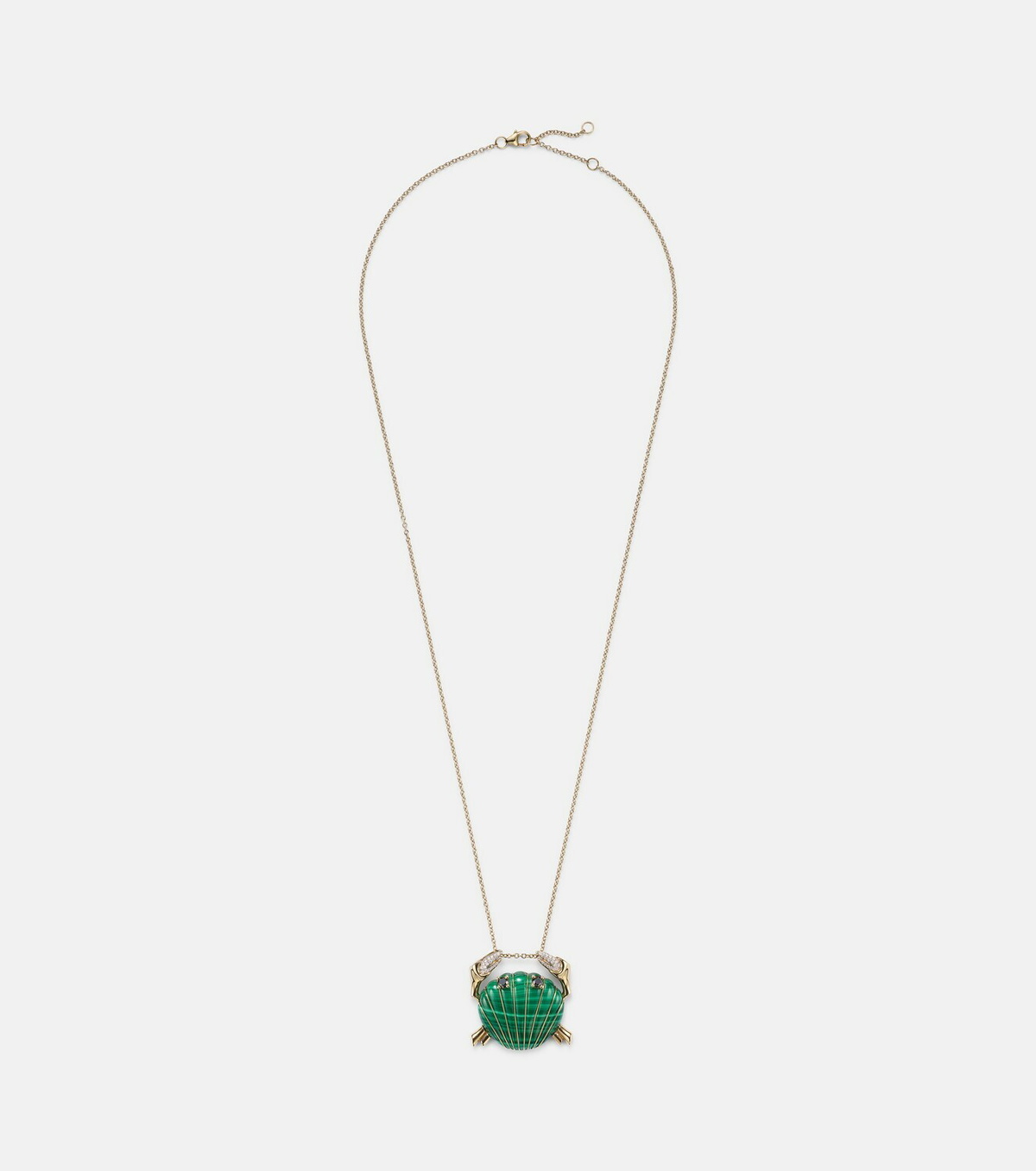 Yvonne Léon Crabe Coquillage 9kt gold pendant necklace with malachite and diamonds