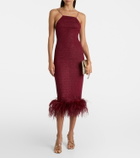 Oséree Lumière feather-trimmed midi dress