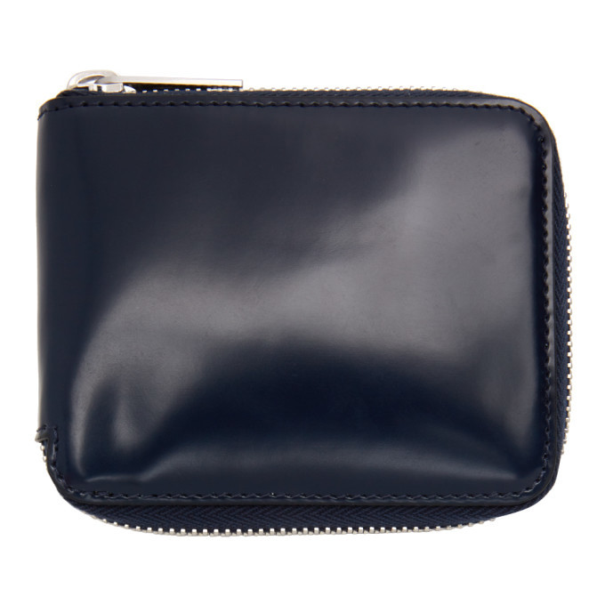 Photo: Maison Margiela Navy Polished Zip-Around Wallet