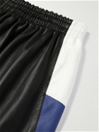 Balenciaga - Straight-Leg Striped Leather Sweatpants - Black