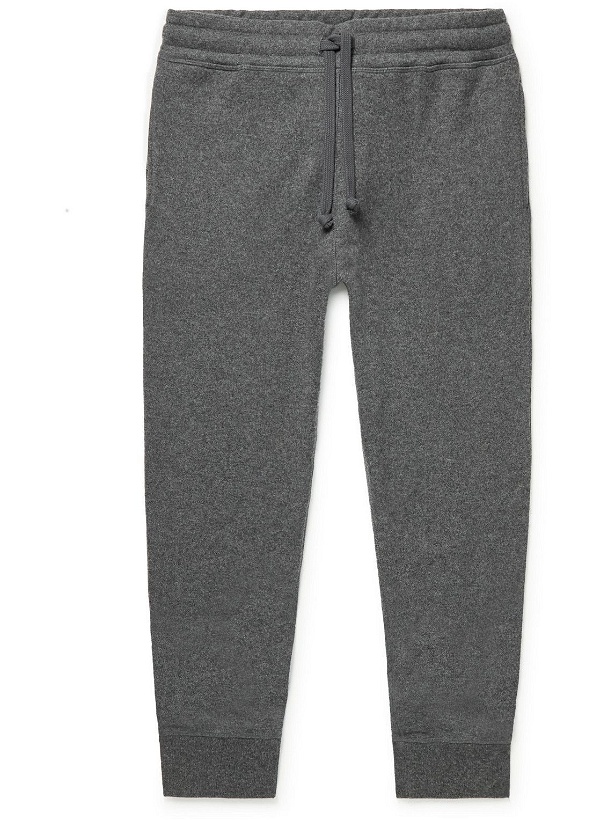 Photo: Kingsman - Slim-Fit Logo-Embroidered Brushed Cashmere Sweatpants - Gray