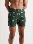 OAS - Short-Length Embroidered Swim Shorts - Green