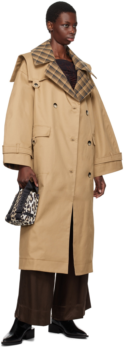 GANNI Brown Oversized Trench Coat