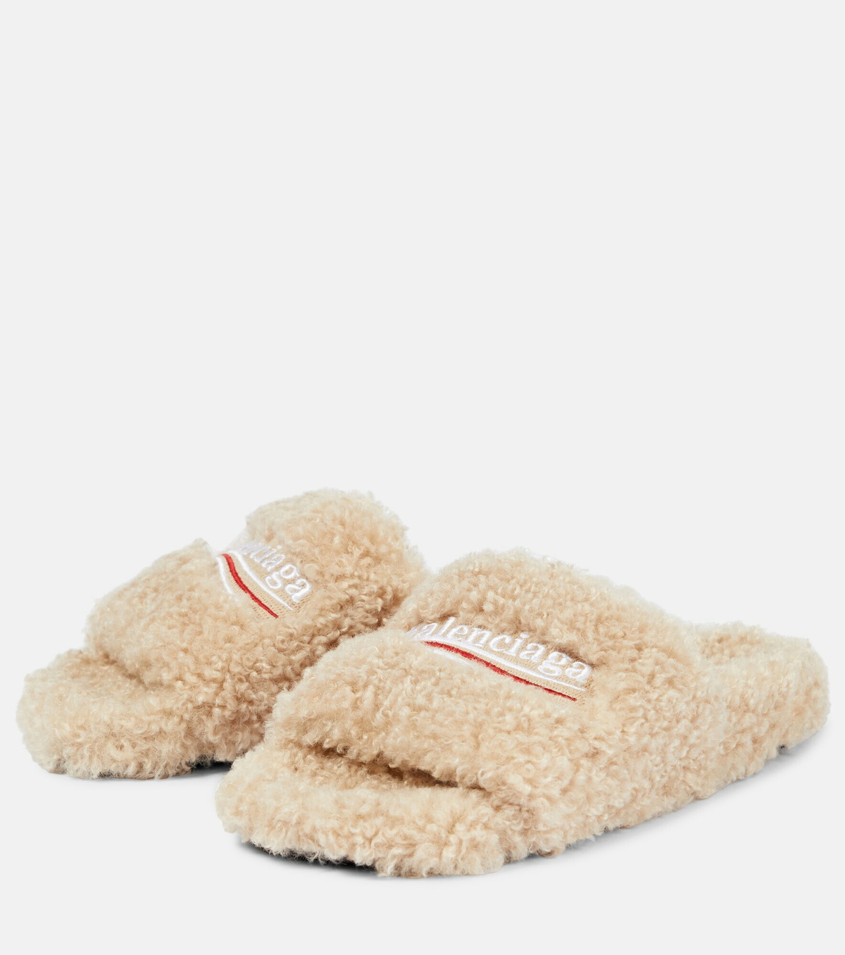 balenciaga fur slides