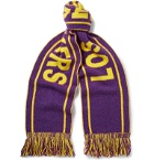 The Elder Statesman - NBA Los Angeles Lakers Fringed Intarsia Cashmere Scarf - Purple