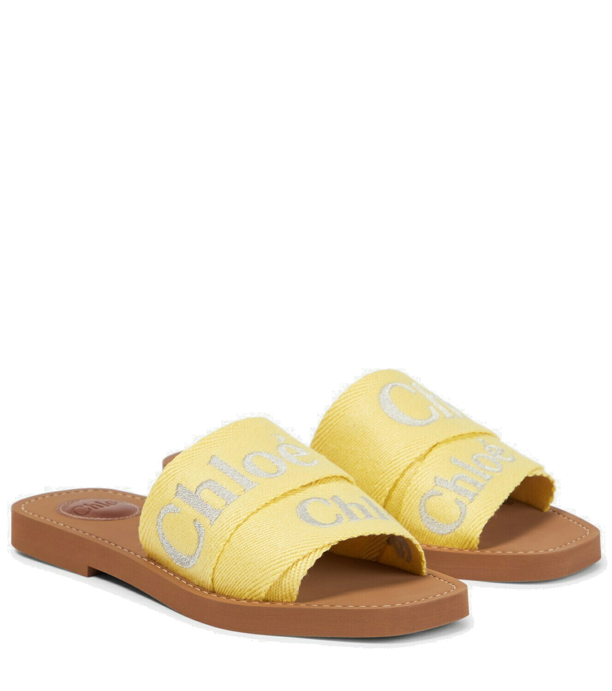CHLOÉ WOODY SLIPPER IN WHITE MIX BLACK CANVAS