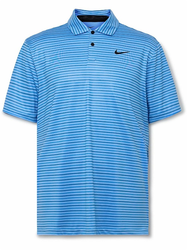 Photo: Nike Golf - Tour Striped Dri-FIT Golf Polo Shirt - Blue