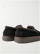 Brioni - Shearling-Lined Suede Slip-On Sneakers - Black