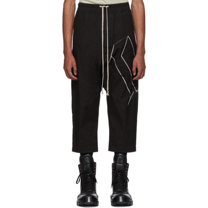 Photo: Rick Owens Black Embroidered Cropped Astaire Trousers