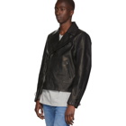 Off-White Black Leather Slim Biker Jacket