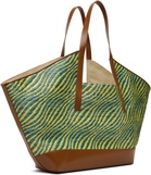 Marni Green & Blue Raffia-Effect Waves Tote