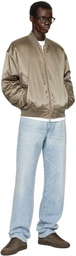 System Khaki Satin Bomber Jacket