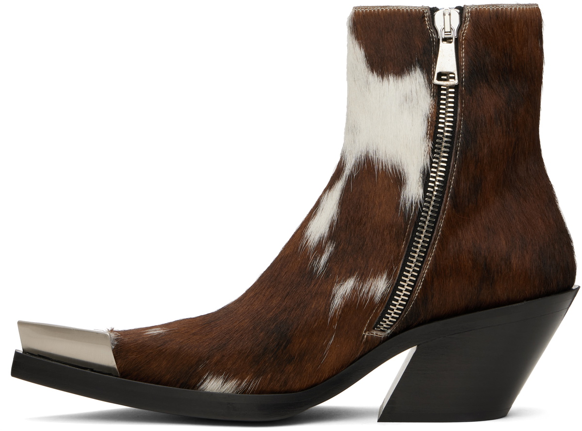 Achilles Ion Gabriel Brown & White Bang Ankle Boots