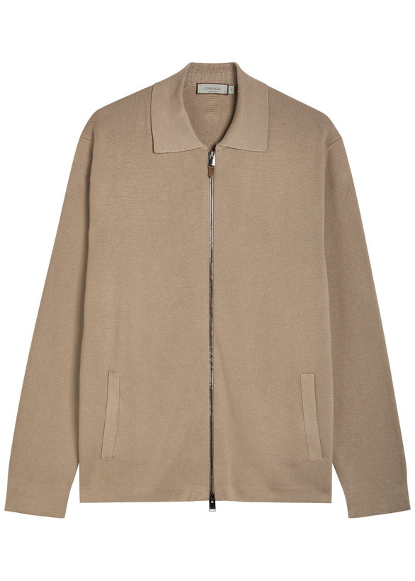 Photo: Canali Zip up Modal and Cotton-blend Cardigan Brown