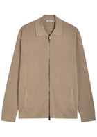 Canali Zip up Modal and Cotton-blend Cardigan Brown