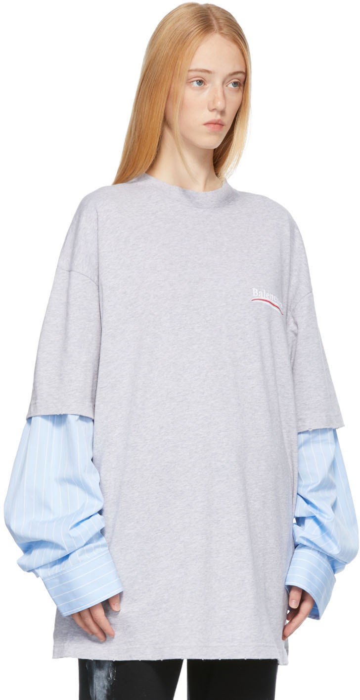 Political Campaign Layered T-shirt in Grey