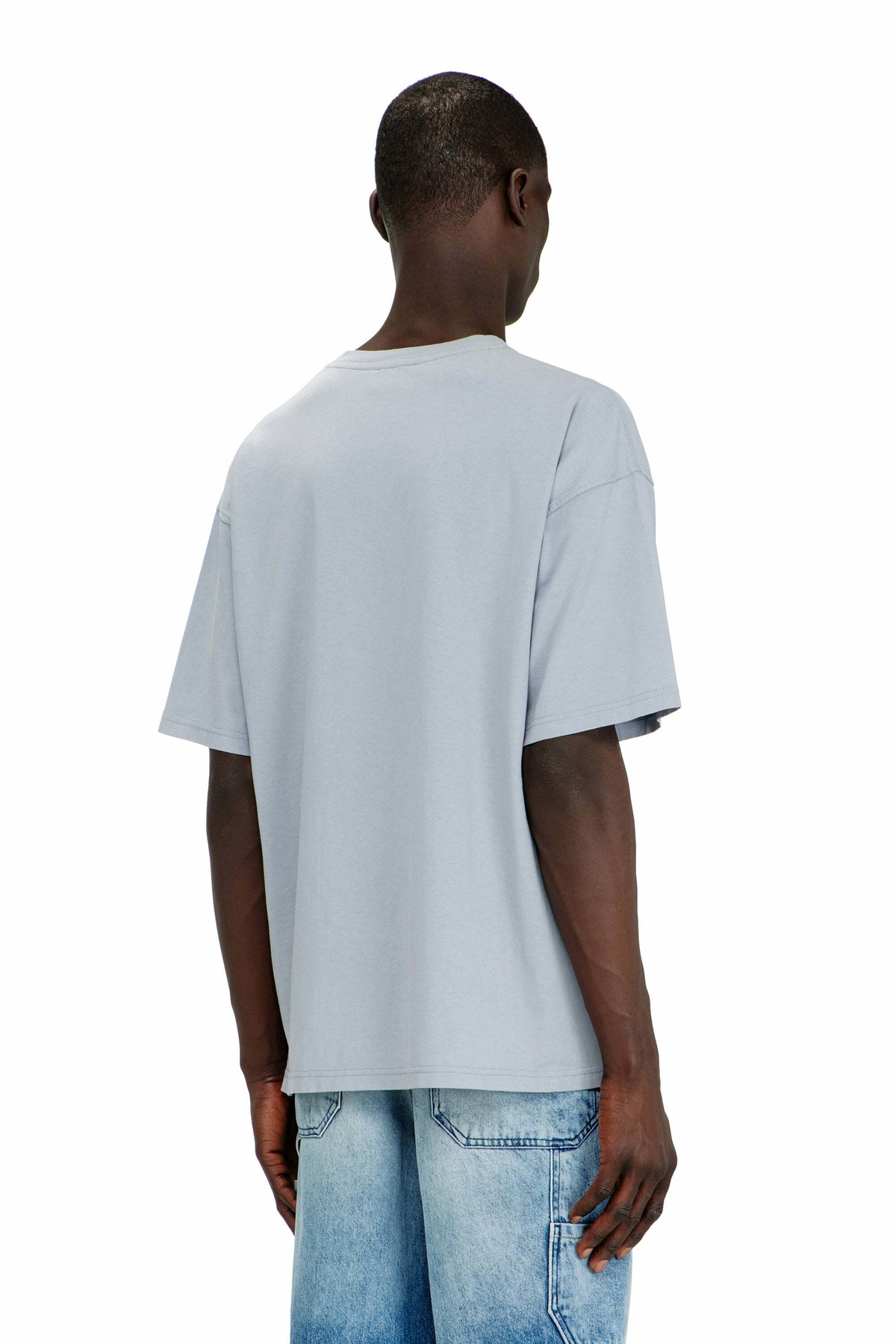 Diesel T-shirt with distressed flocked logo - T-Shirts Mens in Blue