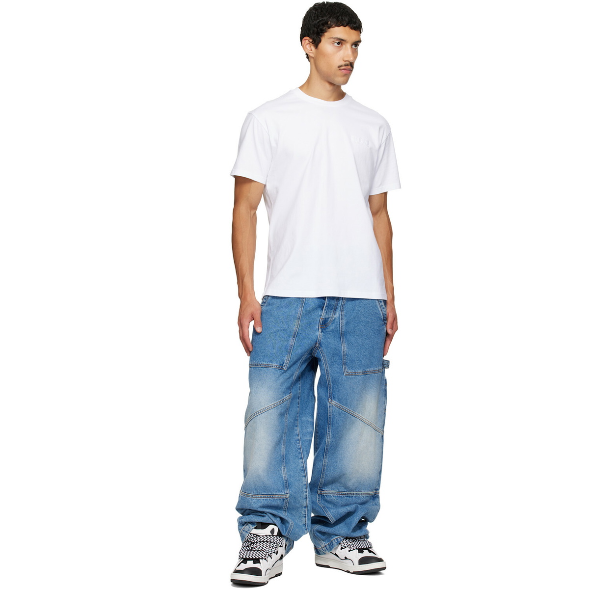 Lanvin White & Black Curb Sneakers