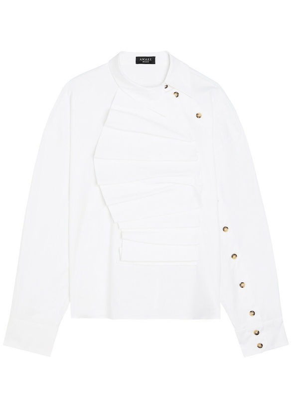 Photo: A.W.A.K.E Mode Ruffled Asymmetric Stretch-cotton Shirt White