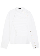 A.W.A.K.E Mode Ruffled Asymmetric Stretch-cotton Shirt White