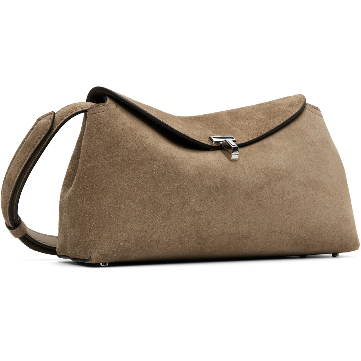 TOTEME Tan T-Lock Suede Clutch