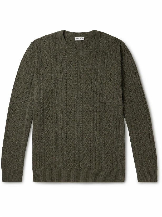 Photo: Peter Millar - Ridge Cable-Knit Wool, Yak and Cashmere-Blend Sweater - Green