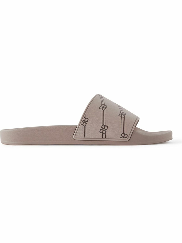 Photo: Balenciaga - Logo-Print Rubber Slides - Gray