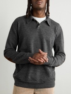 Maison Margiela - Suede-Trimmed Wool Polo Sweatshirt - Gray