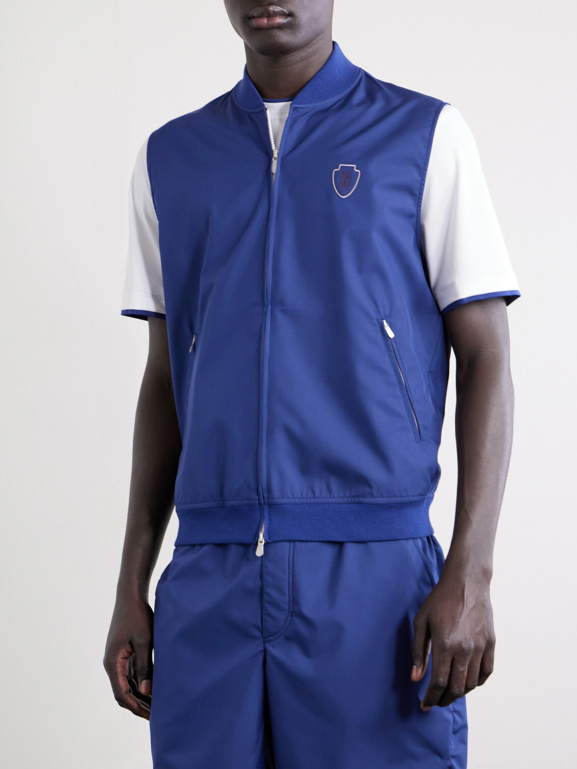 Brunello Cucinelli - Logo-Appliquéd Tech-Shell Gilet - Blue
