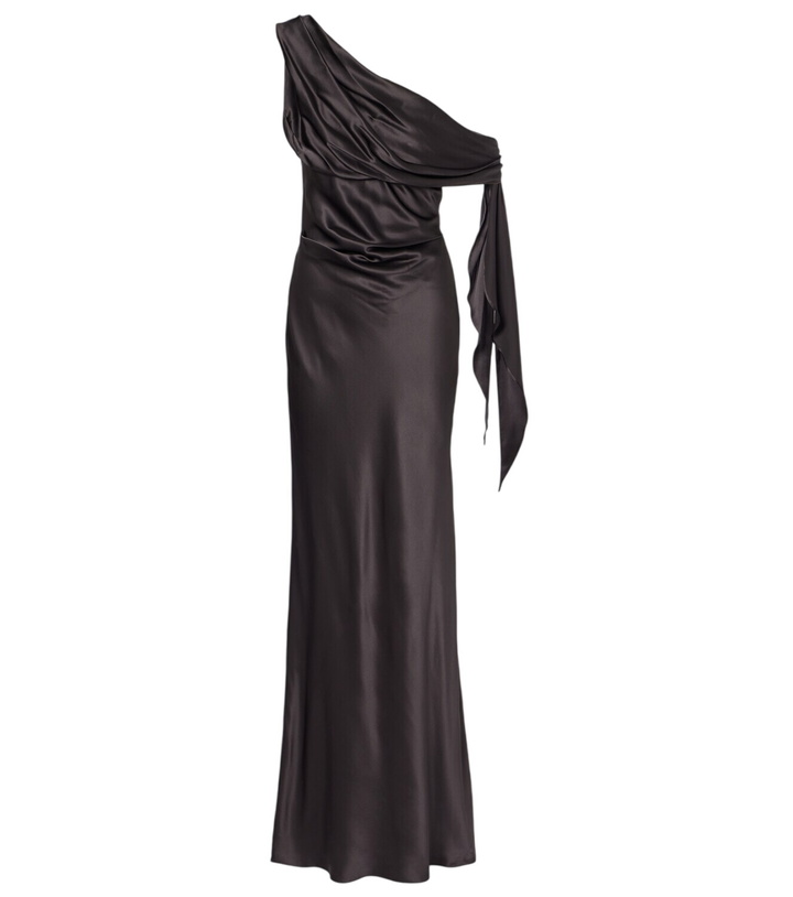 Photo: The Sei Draped one-shoulder silk satin gown