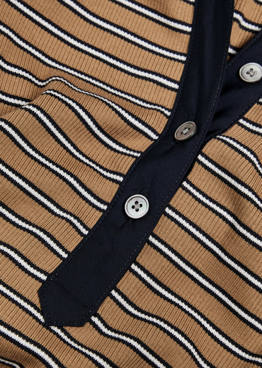 Veronica Beard Kearney Striped Stretch-cotton top Brown