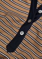Veronica Beard Kearney Striped Stretch-cotton top Brown