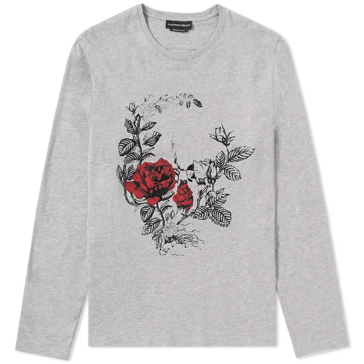 Photo: Alexander McQueen Long Sleeve Floral Skull Tee Grey