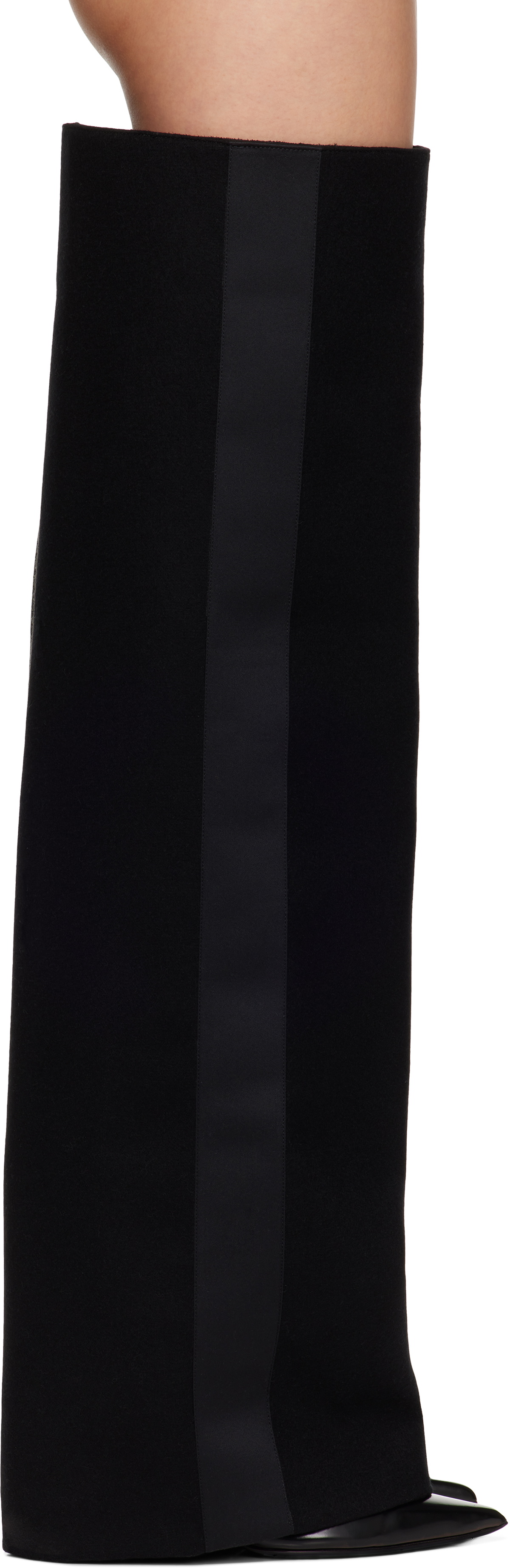 sacai Black Wool Melton Pants Tall Boots Sacai