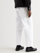 AMI PARIS - Wide-Leg Pleated Denim Trousers - White