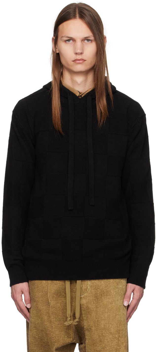 UMA WANG Black Check Hoodie
