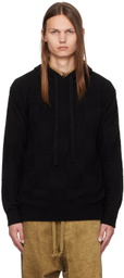 UMA WANG Black Check Hoodie