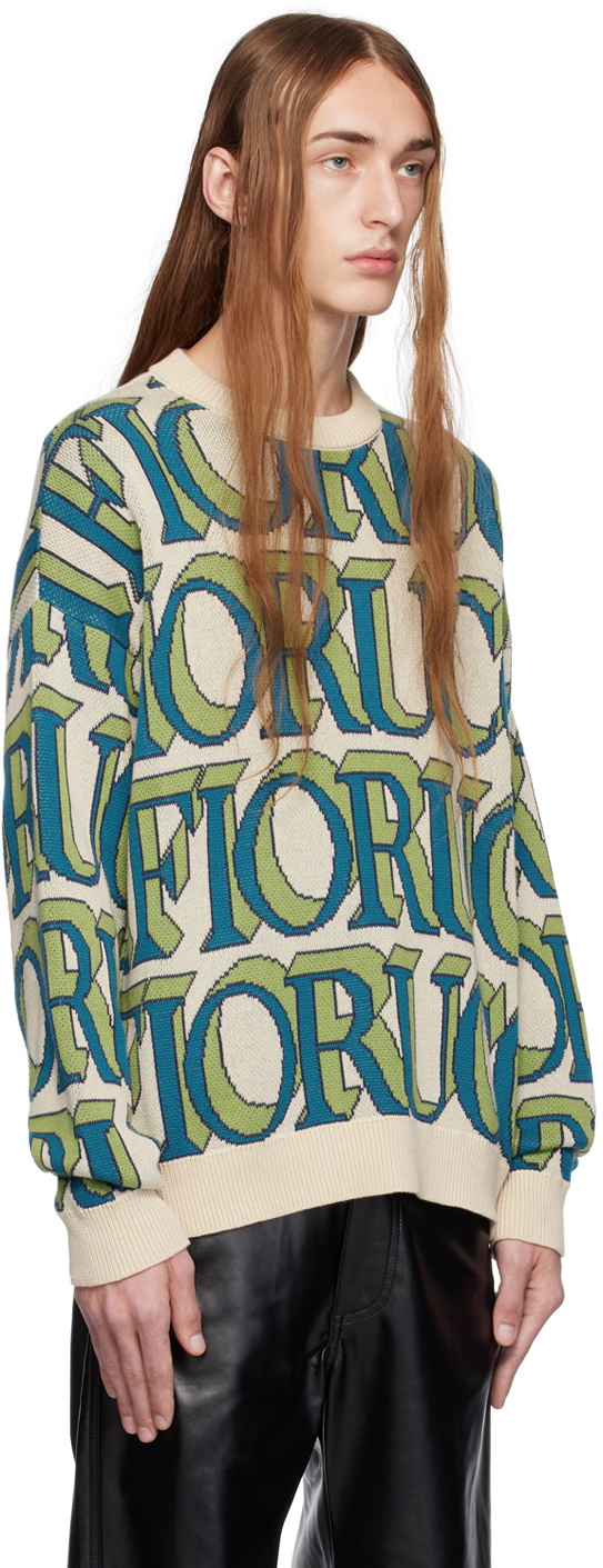 Fiorucci Beige & Green Monogram Sweater