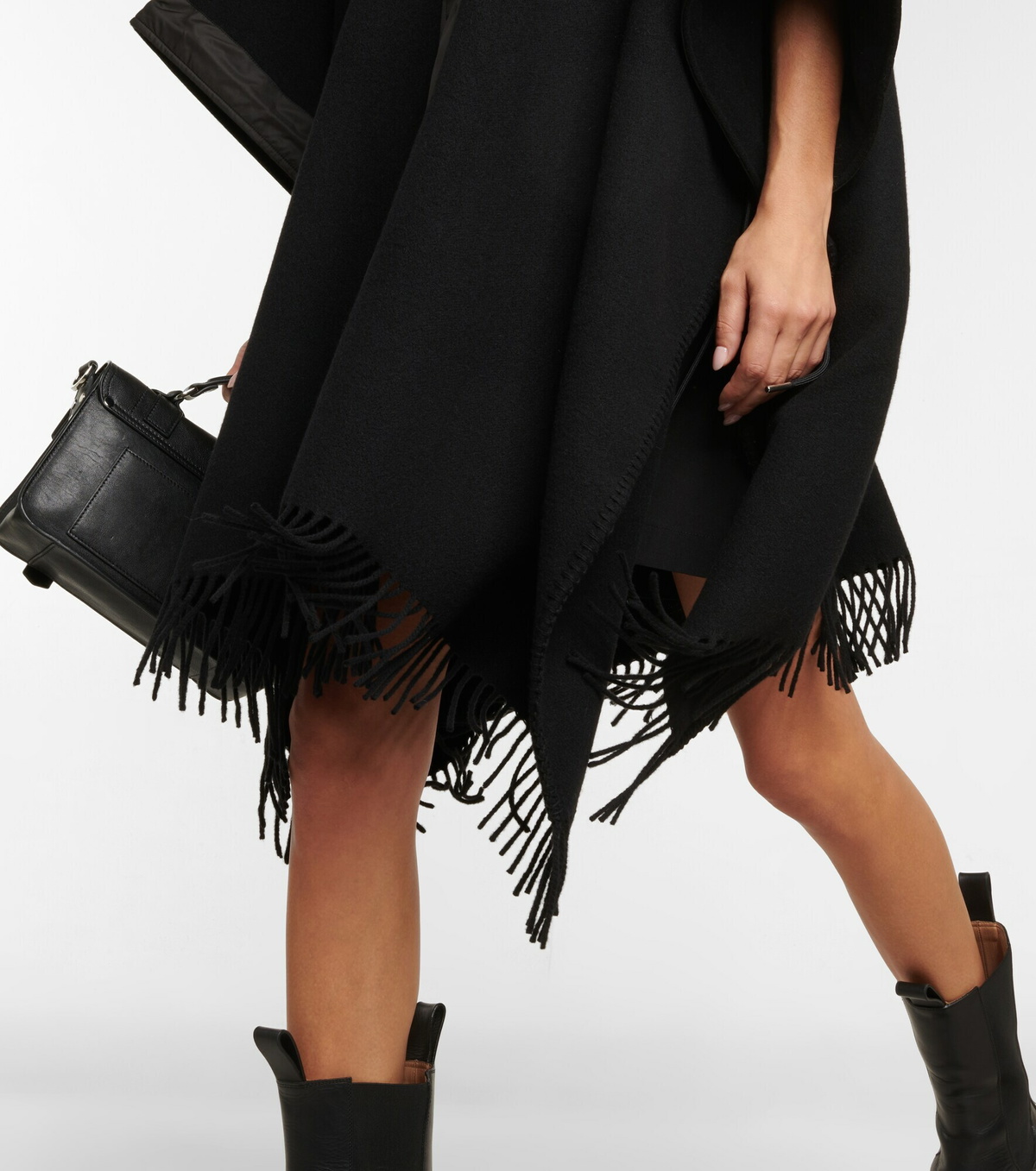Moncler - Fringe-trimmed hooded wool cape