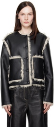 Stand Studio Black Lucine Reversible Faux-Leather Jacket