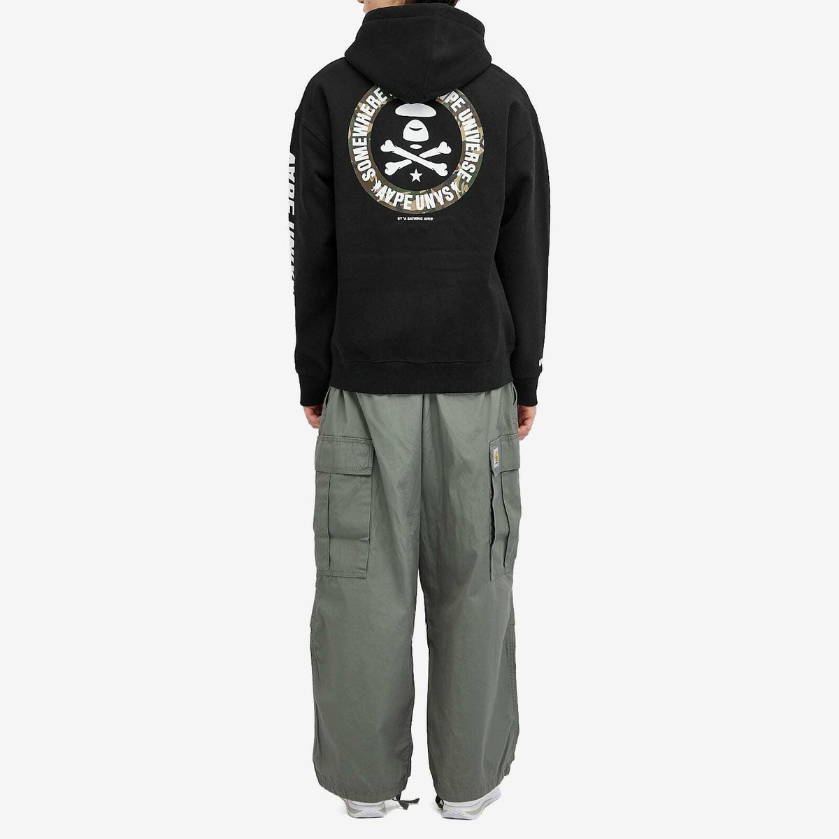 Men's AAPE Back X-Bone Zip Hoodie in Black AAPE by A Bathing Ape