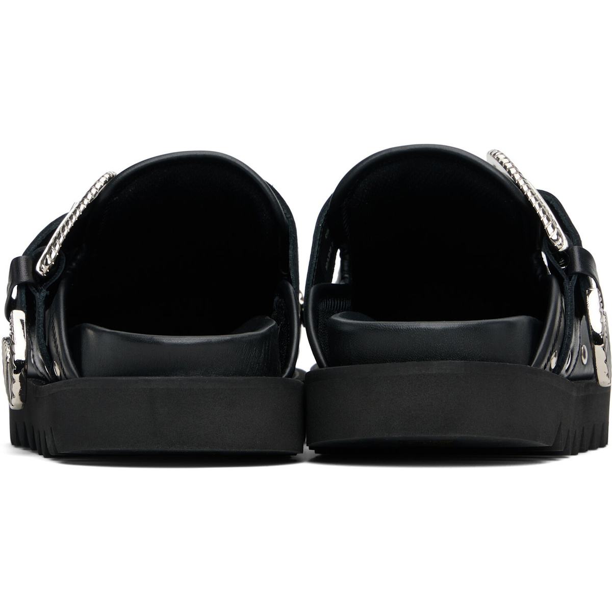 Toga Pulla Black Eyelet Metal Sabot Loafers