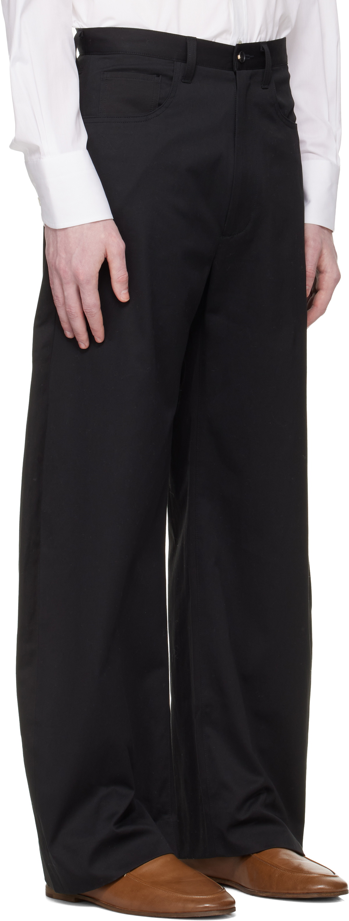 stein Black Cotton Satin Round Trousers