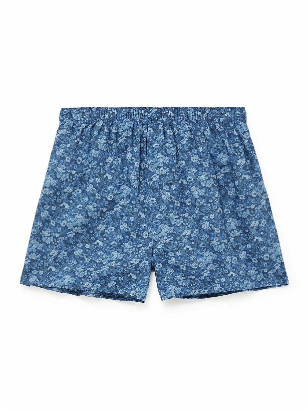Photo: Sunspel - Floral-Print Cotton Boxer Shorts - Blue