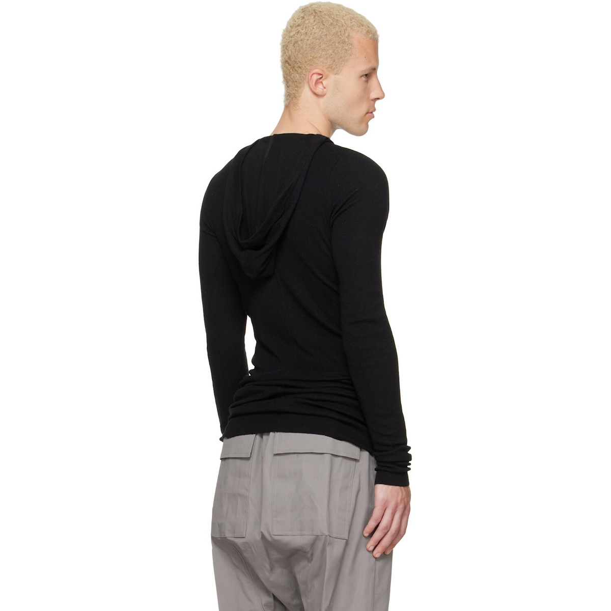 Rick Owens Black Tower Rib LS Hoodie