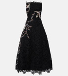 Costarellos Embroidered lace midi dress