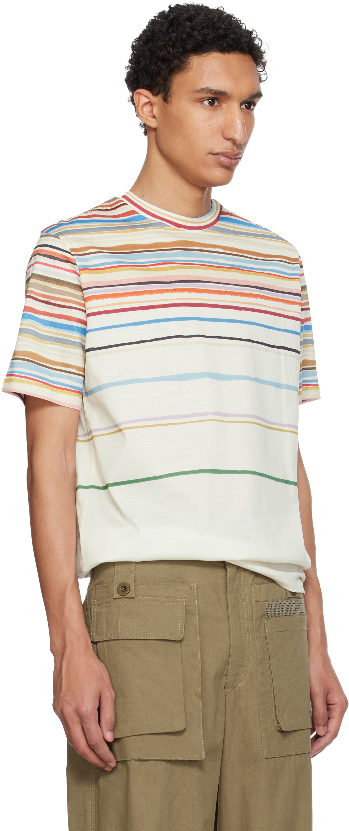 Paul Smith Off-White 'Painted Signature Stripe' T-shirt