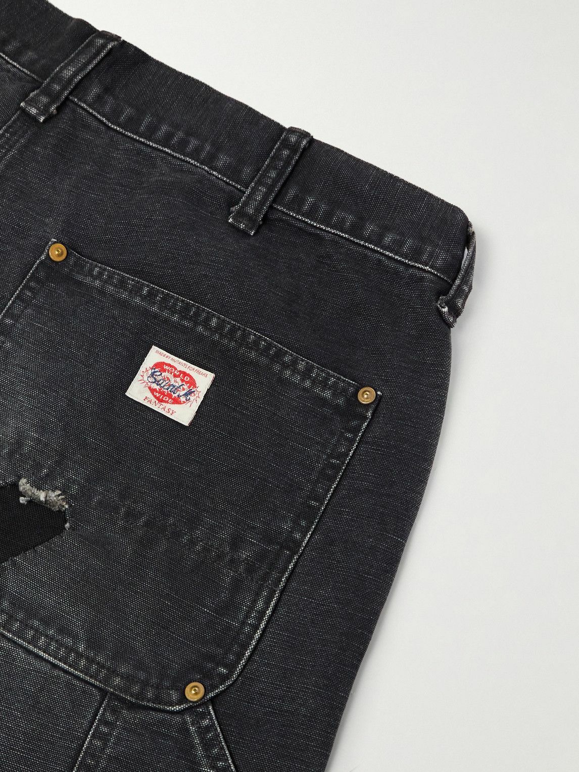 SAINT MXXXXXX - Slim-Fit Flared Double-Knee Distressed Jeans - Black