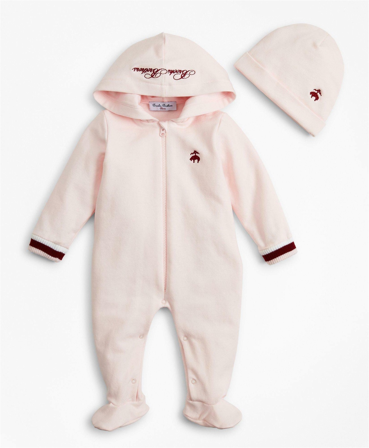 Photo: Brooks Brothers Girls Hooded Footie & Hat Set - 6 Months | Pink