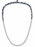 Mikia - Bandana Cotton, Silver and Hematite Beaded Necklace